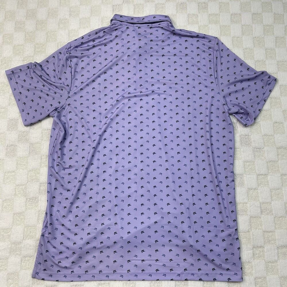 RLX Ralph Lauren Golf Polo Shirt Large Marlin Print Stretch Performance Purple - Picture 5 of 7